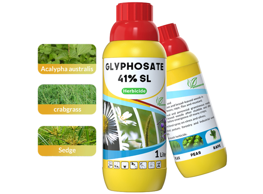 Glifosato 41%SL Herbicida no selectivo herbicida de hojas anchas CAS 1071-83-6 proveedor 
